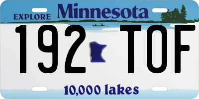 MN license plate 192TOF