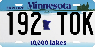 MN license plate 192TOK