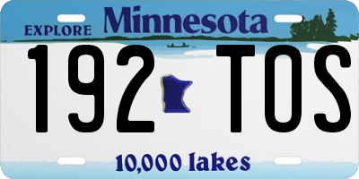 MN license plate 192TOS