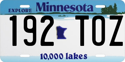 MN license plate 192TOZ