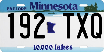 MN license plate 192TXQ