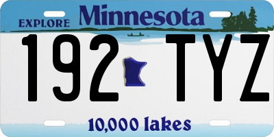 MN license plate 192TYZ