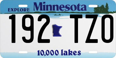 MN license plate 192TZO