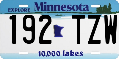 MN license plate 192TZW