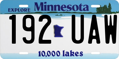 MN license plate 192UAW