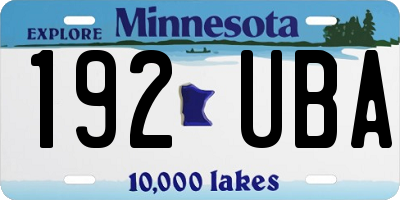 MN license plate 192UBA