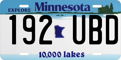 MN license plate 192UBD