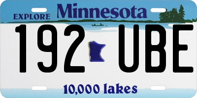 MN license plate 192UBE