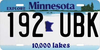 MN license plate 192UBK