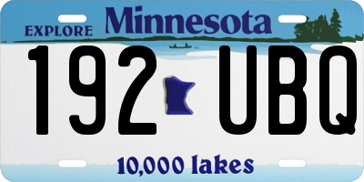 MN license plate 192UBQ