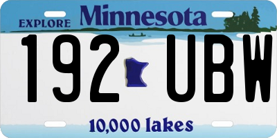 MN license plate 192UBW