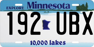 MN license plate 192UBX