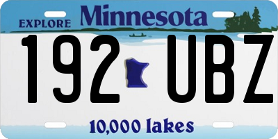 MN license plate 192UBZ