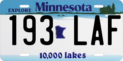 MN license plate 193LAF