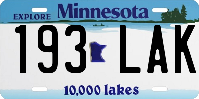 MN license plate 193LAK