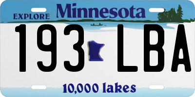 MN license plate 193LBA