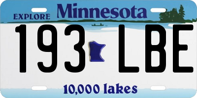 MN license plate 193LBE