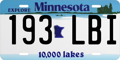 MN license plate 193LBI