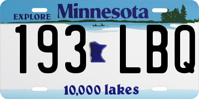 MN license plate 193LBQ