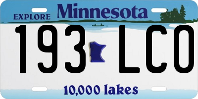 MN license plate 193LCO