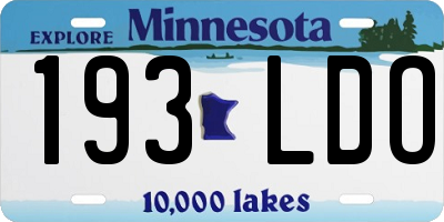 MN license plate 193LDO