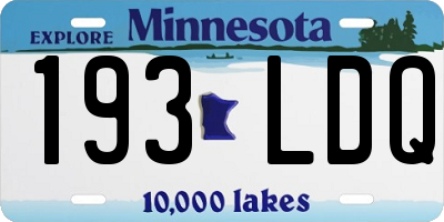 MN license plate 193LDQ