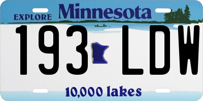 MN license plate 193LDW