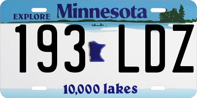 MN license plate 193LDZ