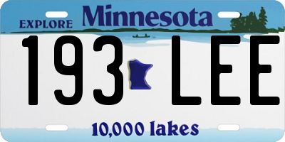 MN license plate 193LEE