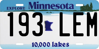 MN license plate 193LEM
