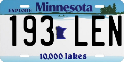 MN license plate 193LEN