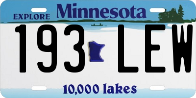 MN license plate 193LEW