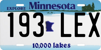 MN license plate 193LEX