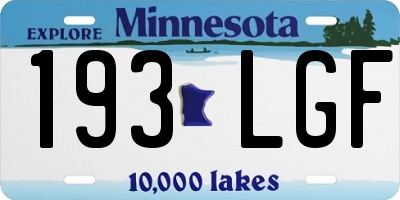 MN license plate 193LGF