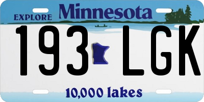 MN license plate 193LGK