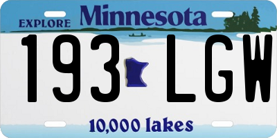 MN license plate 193LGW