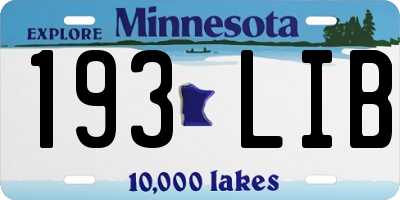 MN license plate 193LIB