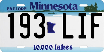 MN license plate 193LIF