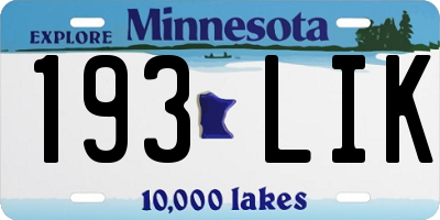 MN license plate 193LIK