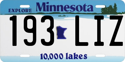 MN license plate 193LIZ
