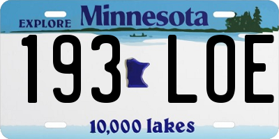 MN license plate 193LOE