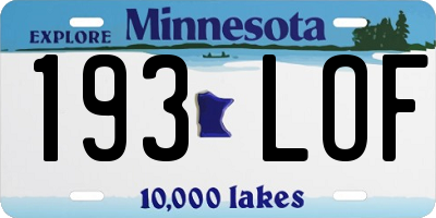 MN license plate 193LOF