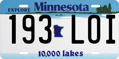 MN license plate 193LOI
