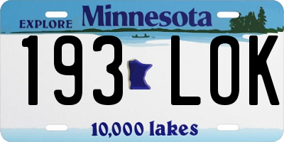 MN license plate 193LOK