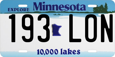 MN license plate 193LON