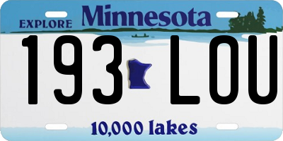 MN license plate 193LOU