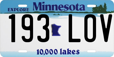 MN license plate 193LOV