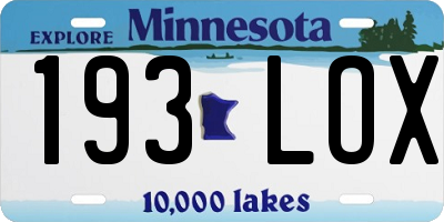 MN license plate 193LOX