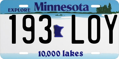 MN license plate 193LOY