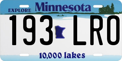 MN license plate 193LRO